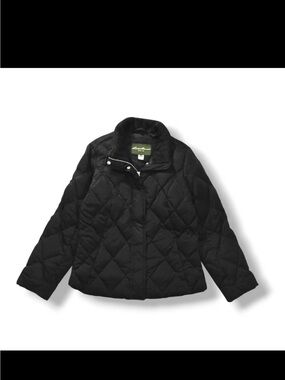 Eddie Bauer Women’s Black Diamond-Quilt Puffer Jacket Goose Down Coat